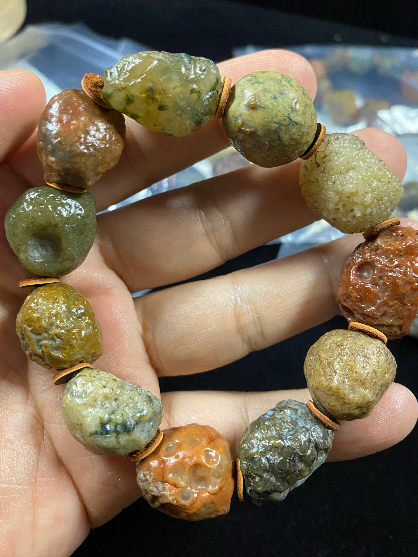 Natural Alxa Gobi Muscles Agate Men’s Energy Bracelet | Raw Gobi Desert Stone A
