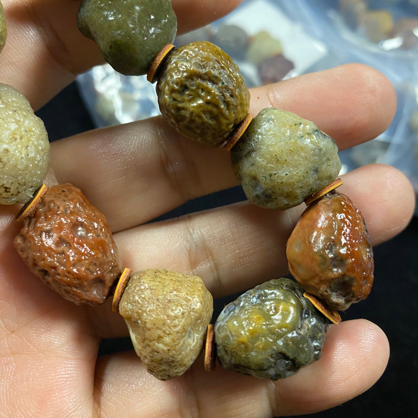 Natural Alxa Gobi Muscles Agate Men’s Energy Bracelet | Raw Gobi Desert Stone A