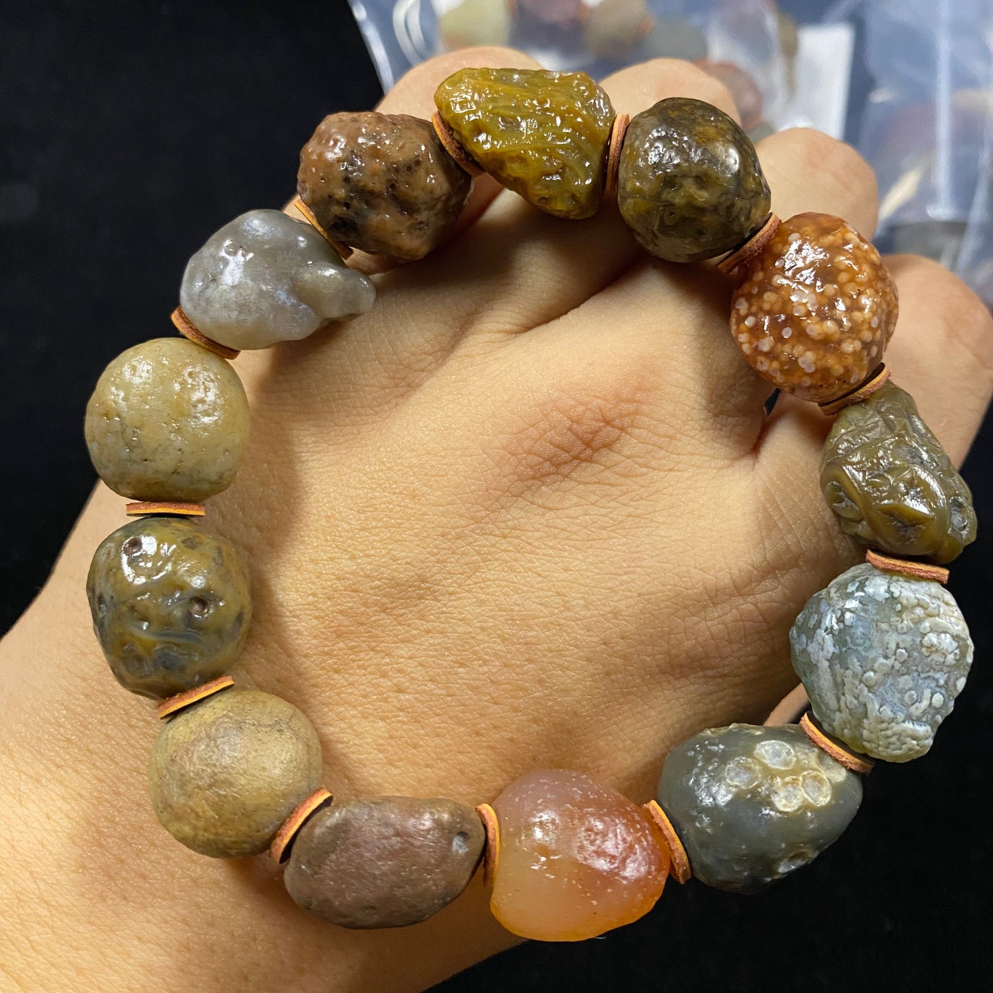 Natural Gobi Vein Agate Men’s Energy Bracelet – Grounding Gemstone for Strength & Balance