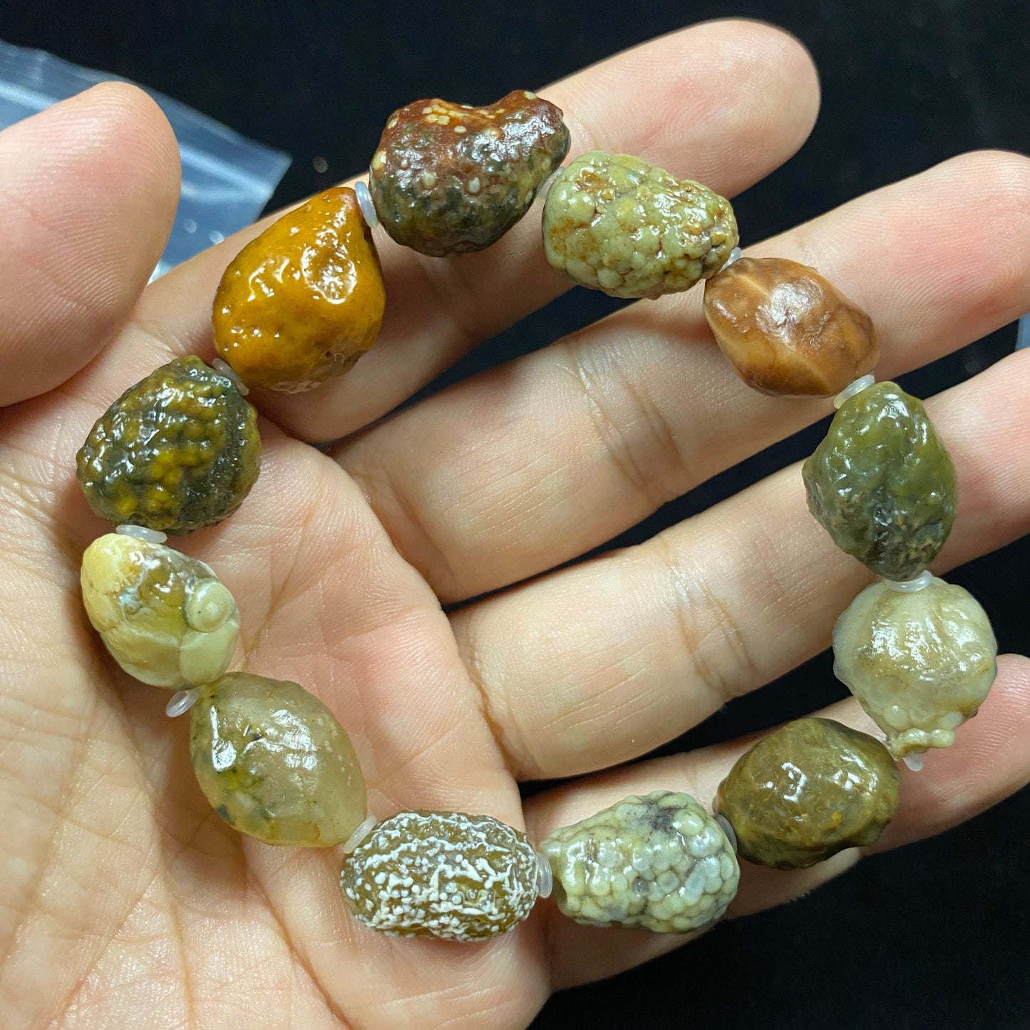 Natural Alxa Gobi Vein Agate Men's Energy Bracelet | Handcrafted Desert Stone Jewelry G