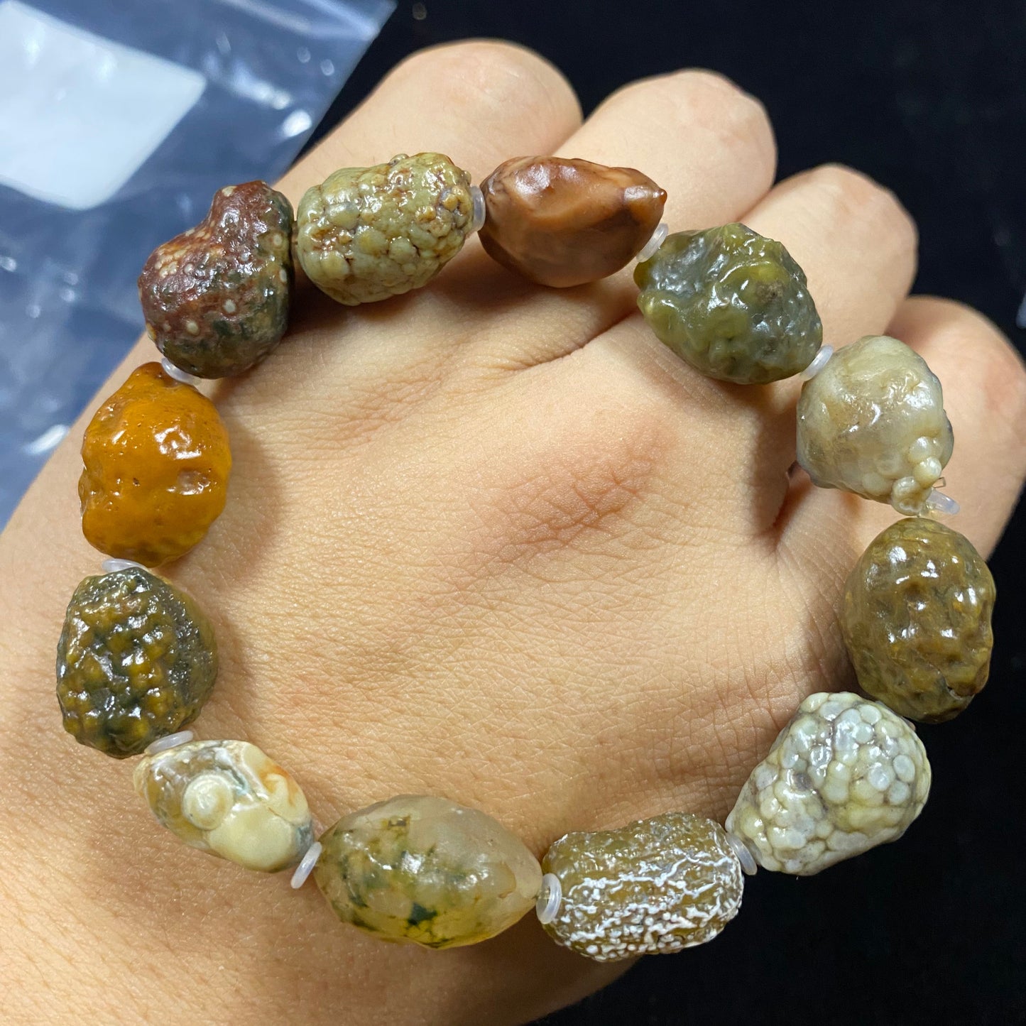 Natural Alxa Gobi Vein Agate Men's Energy Bracelet | Handcrafted Desert Stone Jewelry G