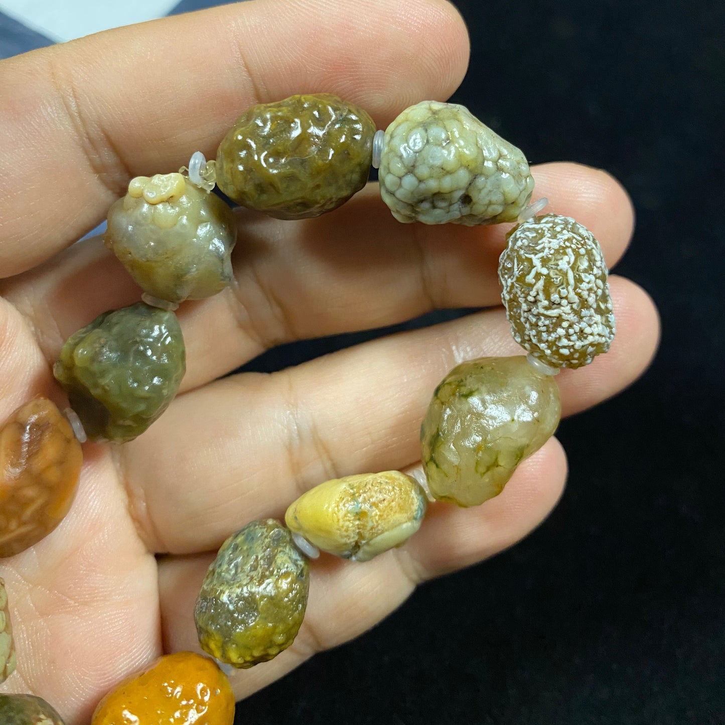 Natural Alxa Gobi Vein Agate Men's Energy Bracelet | Handcrafted Desert Stone Jewelry G
