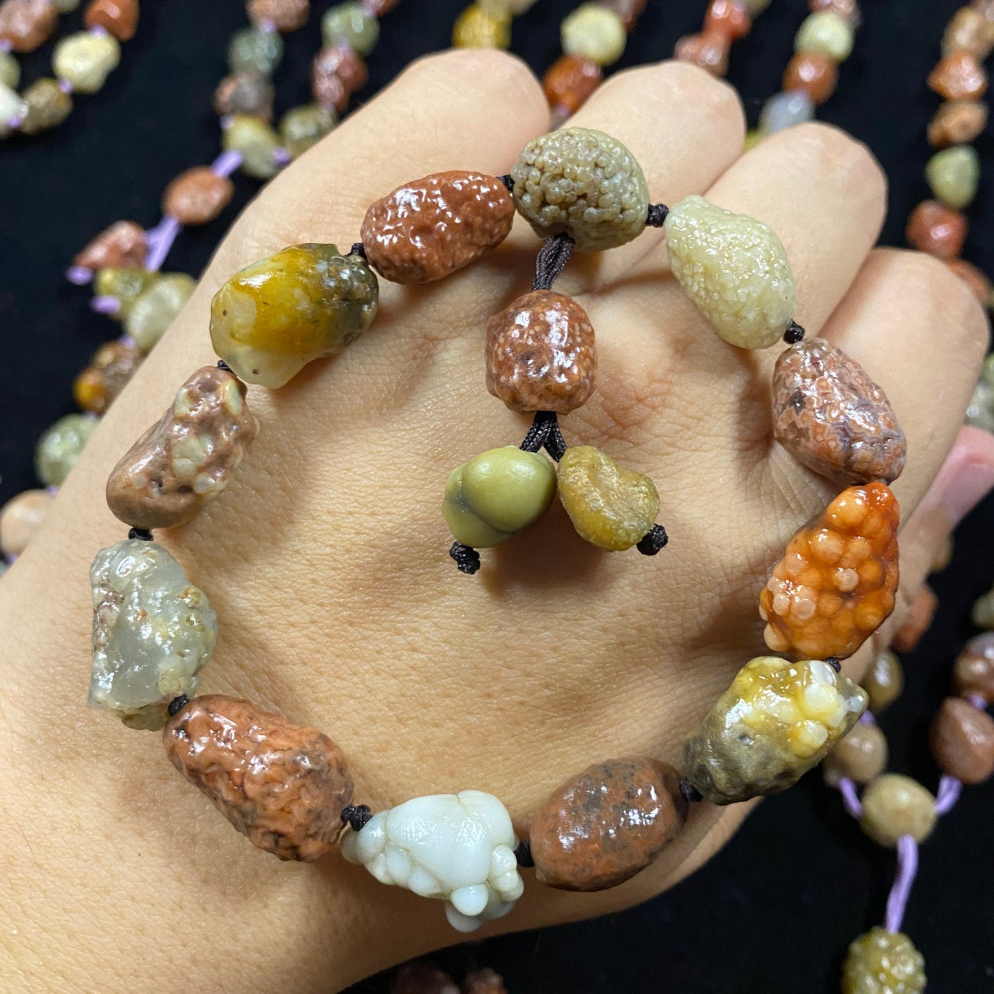 Natural Alxa Gobi Fish Roe Vein Agate Bracelet