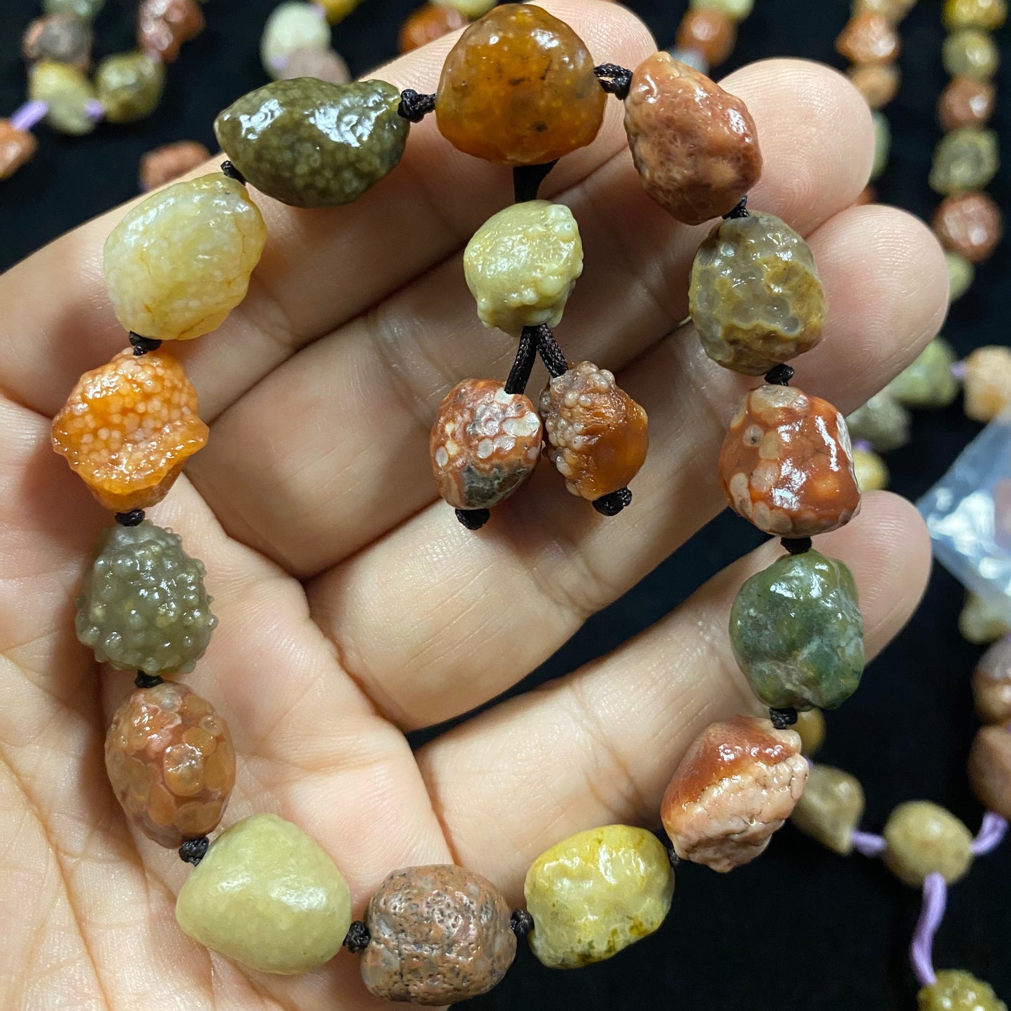 Natural Alxa Gobi fish roe vein agate bracelet