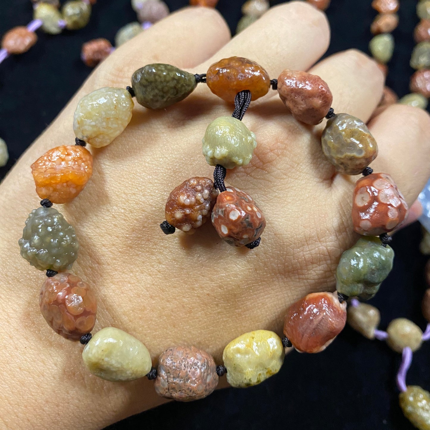 Natural Alxa Gobi fish roe vein agate bracelet