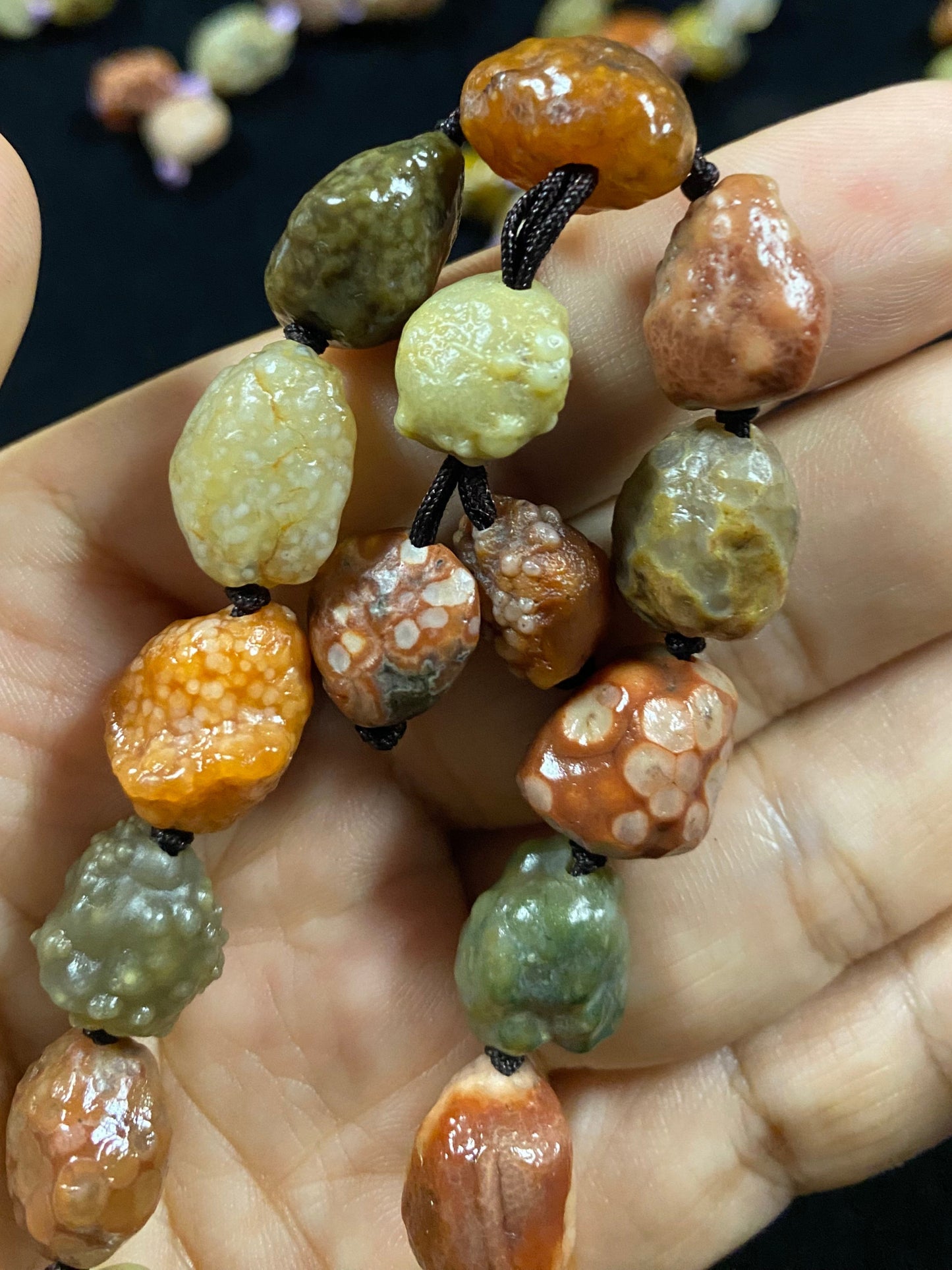 Natural Alxa Gobi fish roe vein agate bracelet