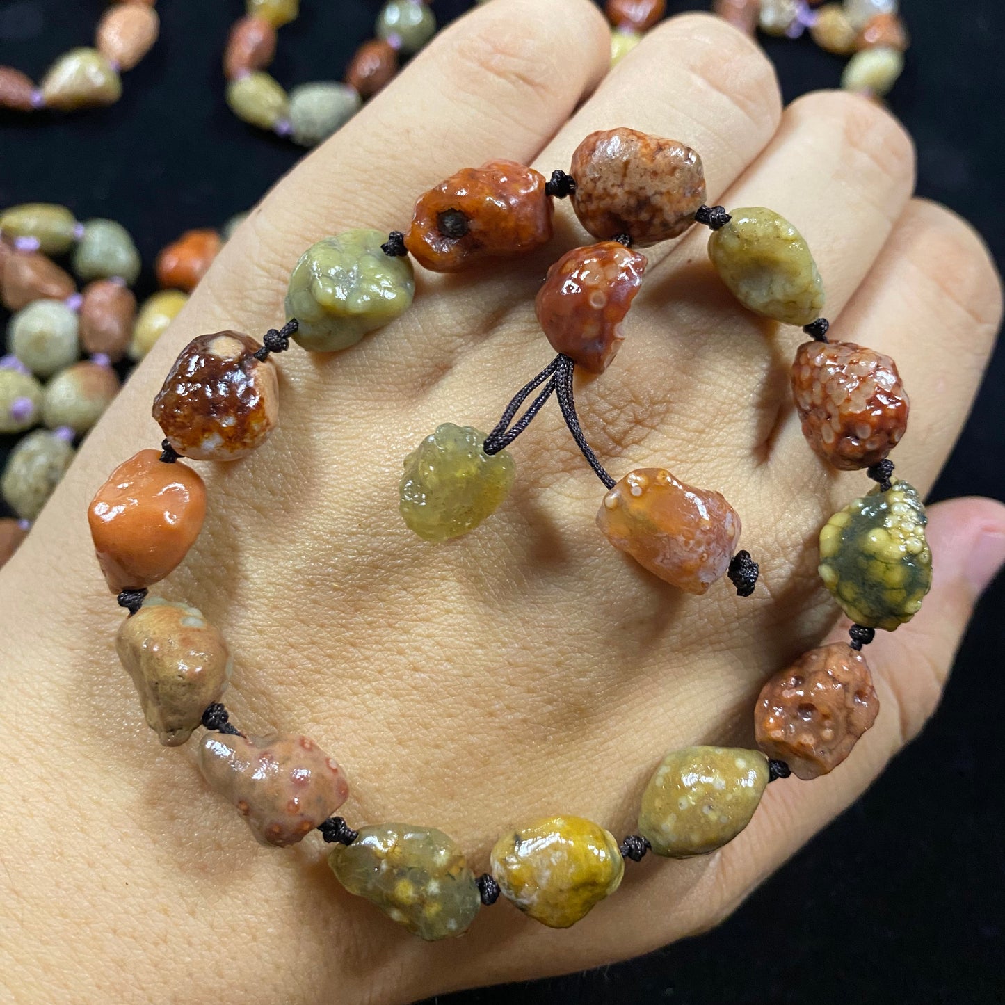 Natural Alxa Gobi Fish Roe Vein Agate Bracelet – Handmade Energy Bracelet