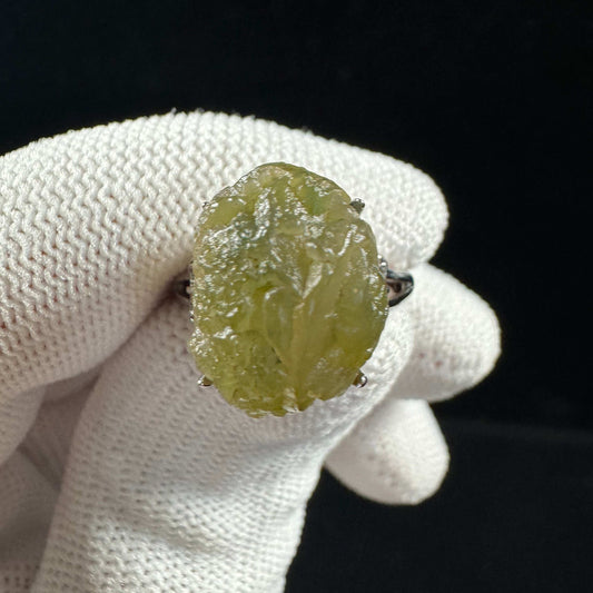 Natural Gobi Green Vein Agate Ring – Women’s Raw Stone Jewelry
