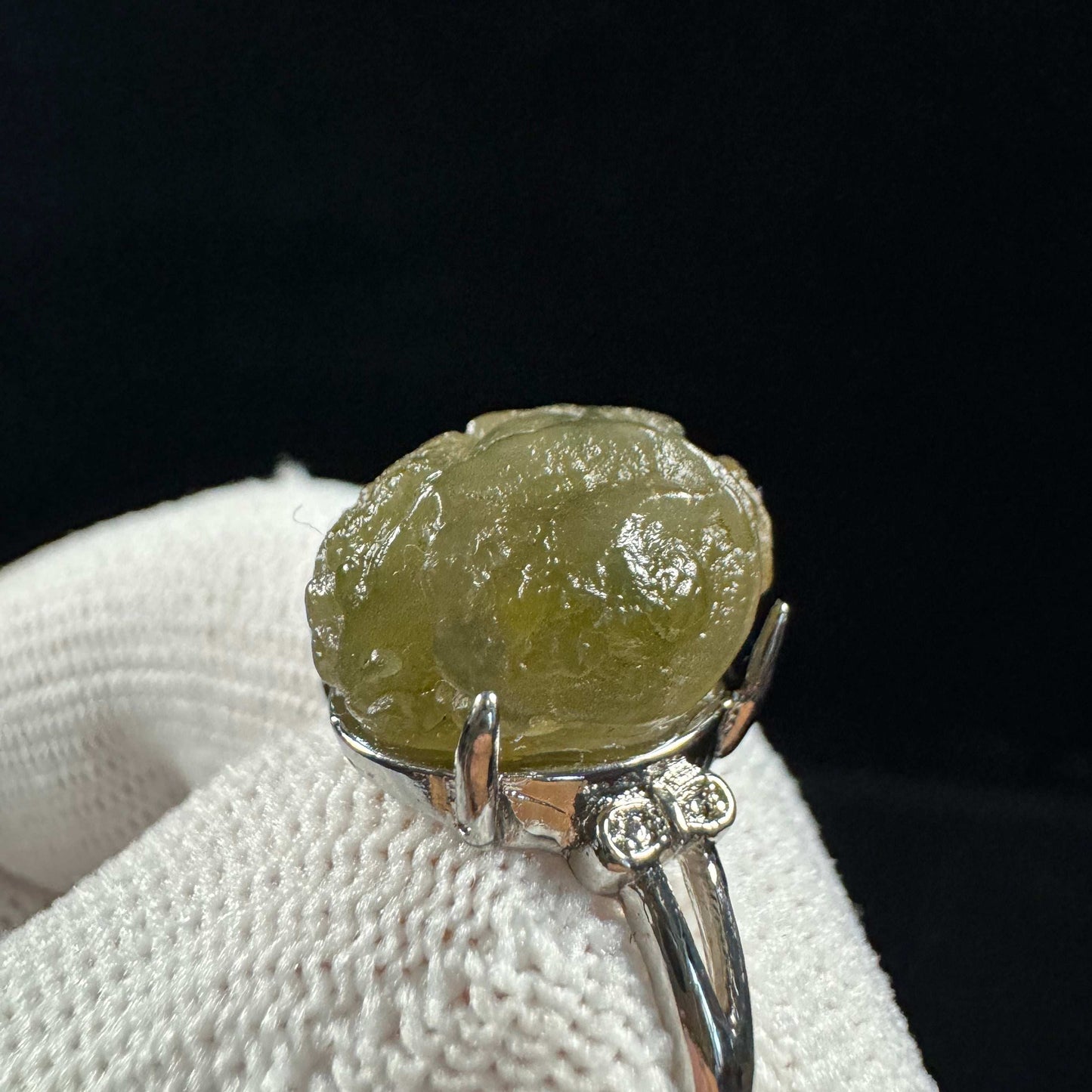 Natural Gobi Green Vein Agate Ring – Women’s Raw Stone Jewelry