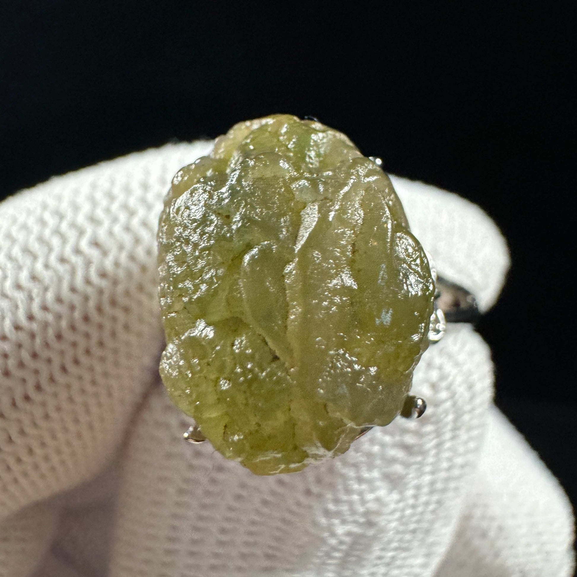 Natural Gobi Green Vein Agate Ring – Women’s Raw Stone Jewelry