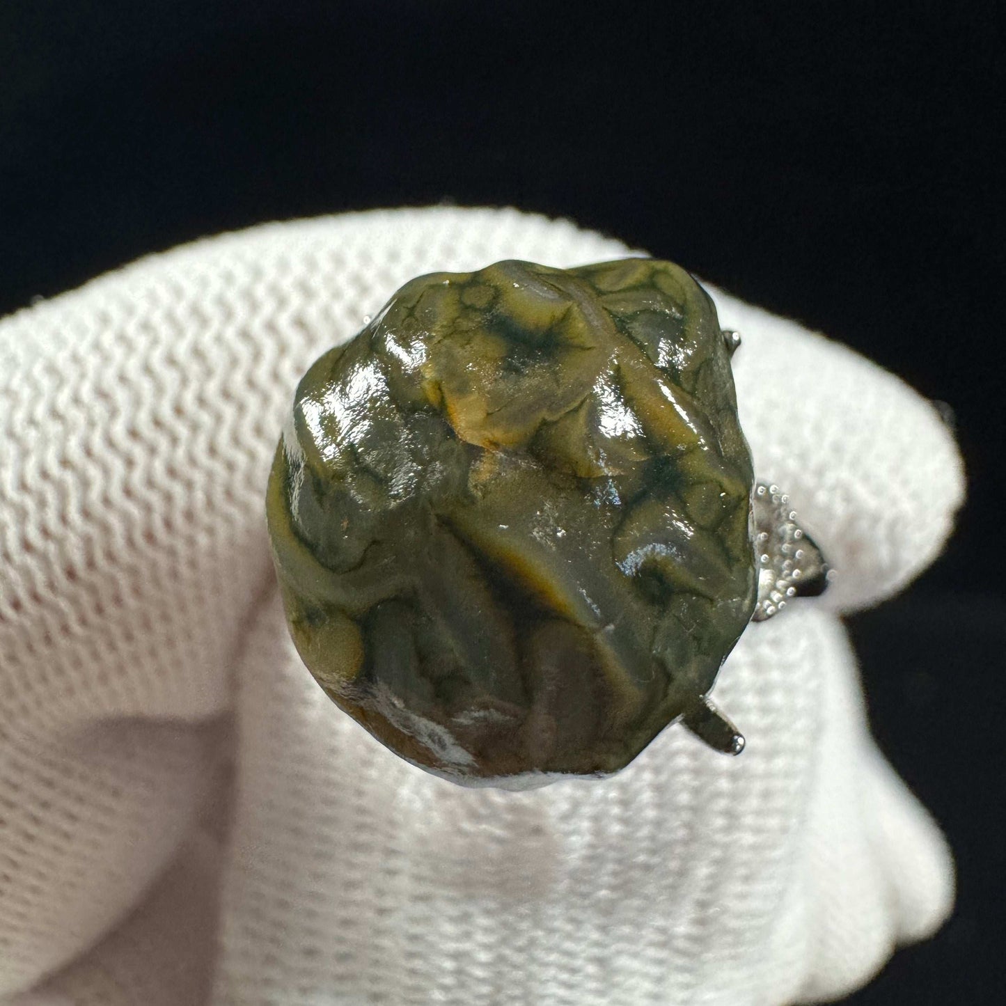 Natural Gobi Green Vein Agate Ring – Women’s Raw Stone Jewelry