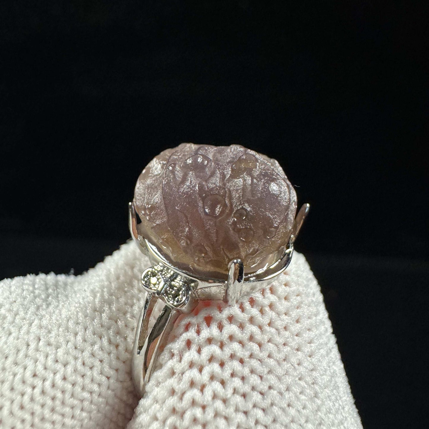 Natural Gobi Purple Vein Agate Ring – Women’s Raw Stone Agate Jewelry