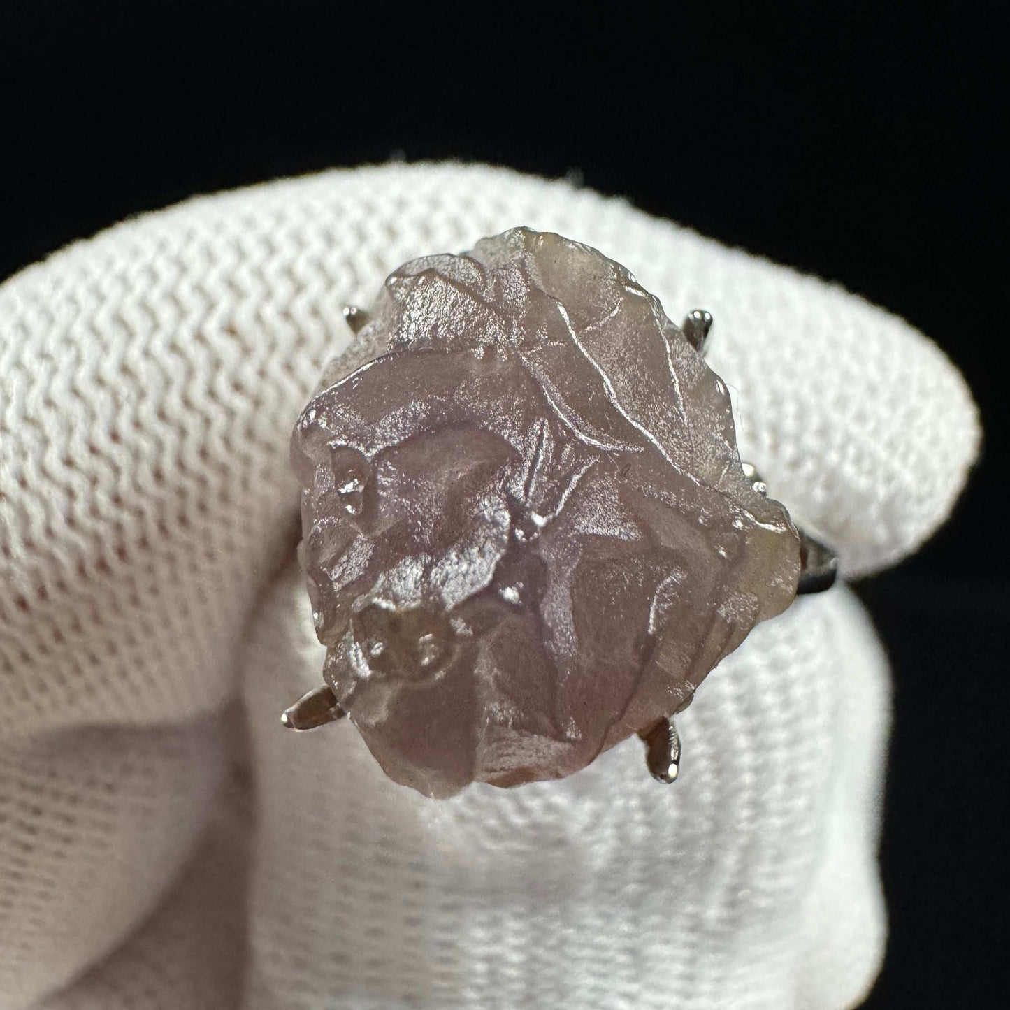 Natural Gobi Purple Vein Agate Ring – Women’s Raw Stone Agate Jewelry