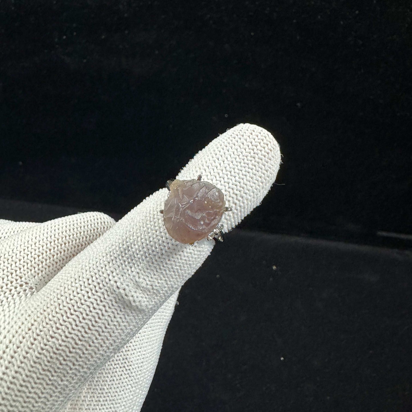 Natural Gobi Purple Vein Agate Ring – Women’s Raw Stone Agate Jewelry