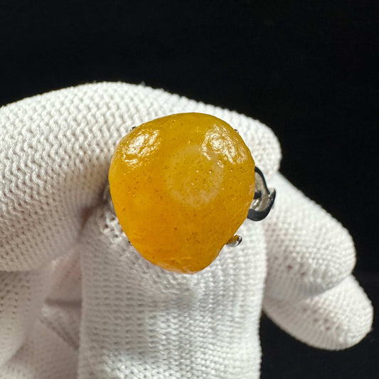 Natural Gobi Yellow Flower‑Eye Agate Ring – Women’s Raw Stone Jewelry
