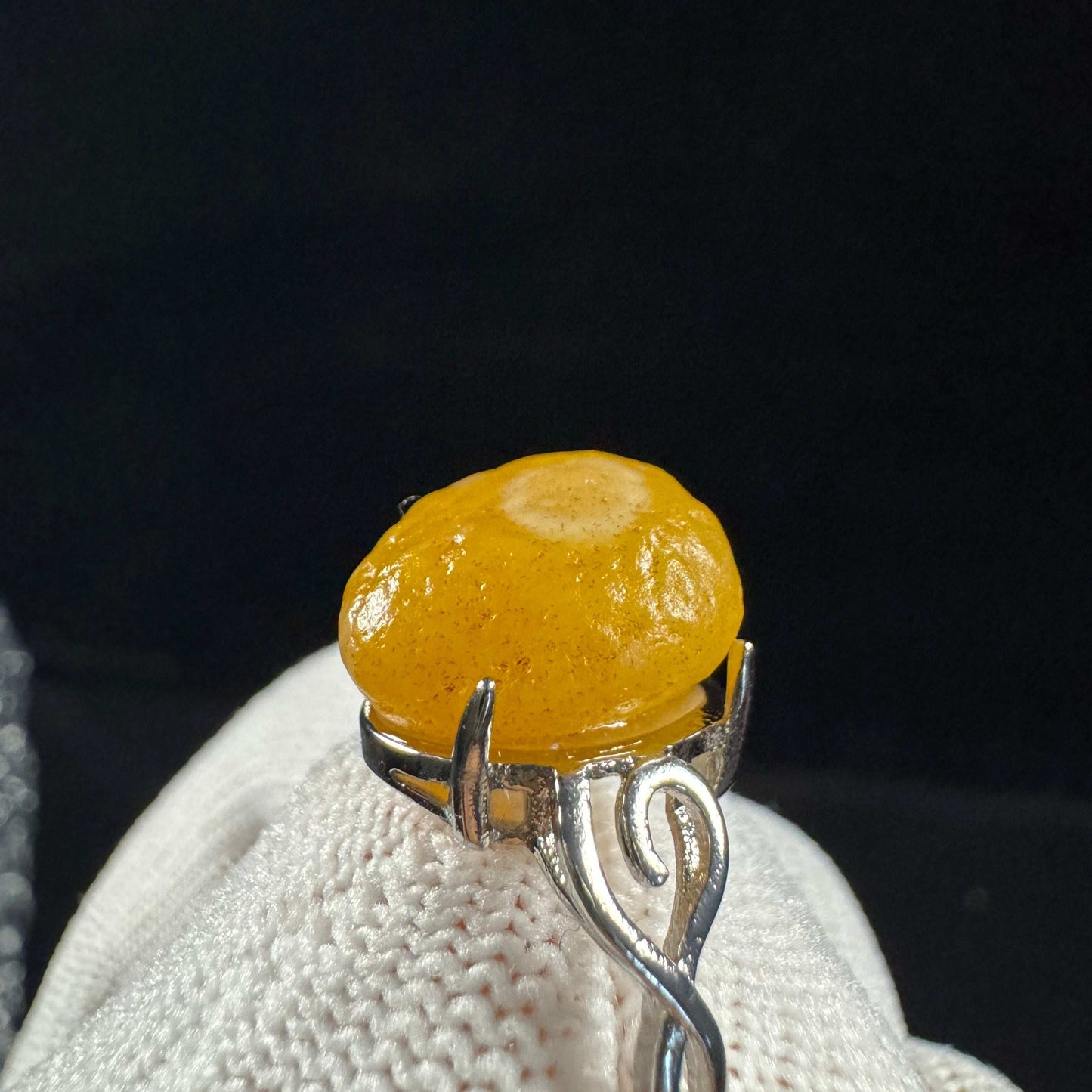 Natural Gobi Yellow Flower‑Eye Agate Ring – Women’s Raw Stone Jewelry