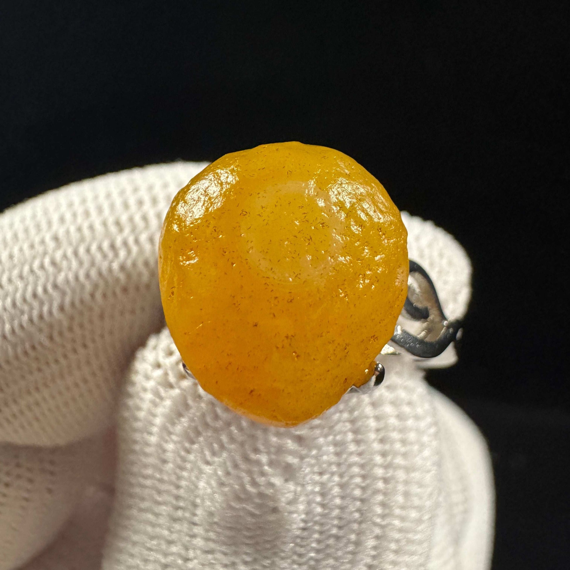 Natural Gobi Yellow Flower‑Eye Agate Ring – Women’s Raw Stone Jewelry