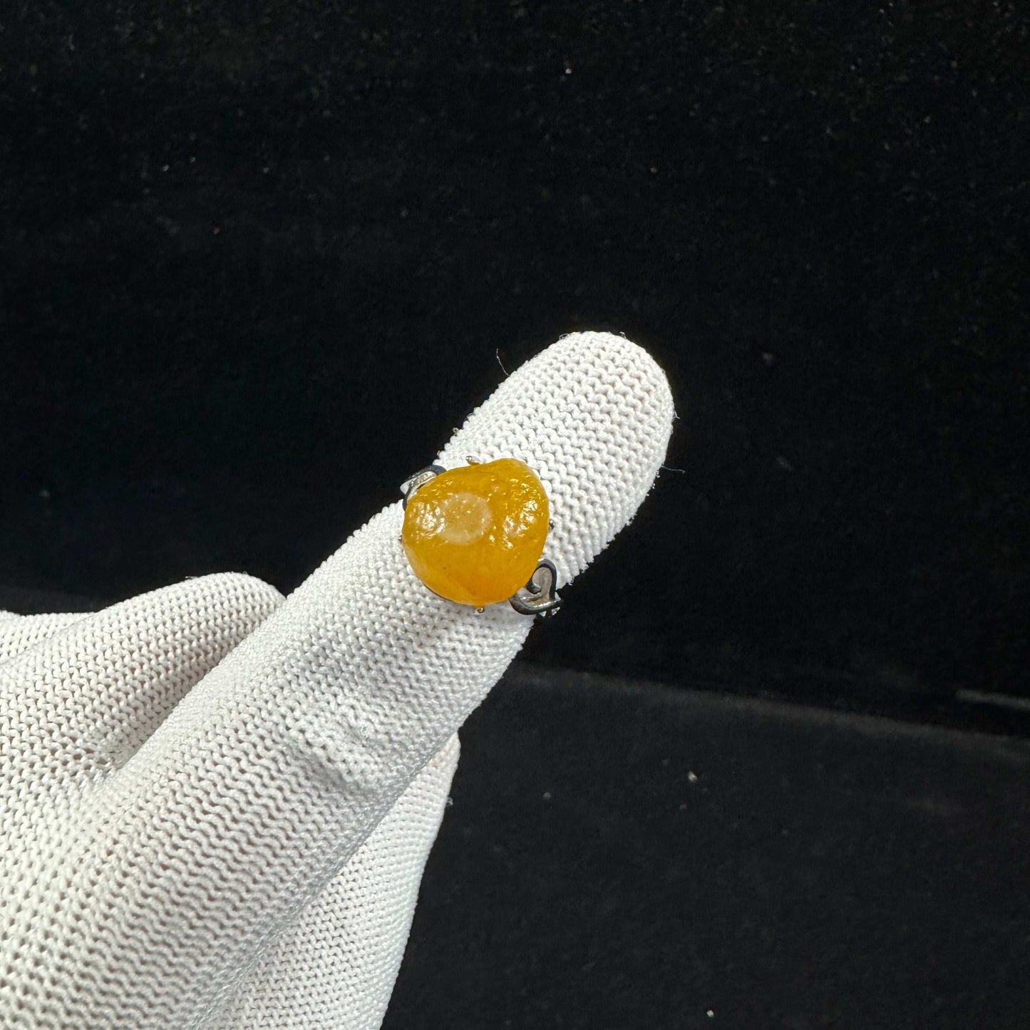 Natural Gobi Yellow Flower‑Eye Agate Ring – Women’s Raw Stone Jewelry