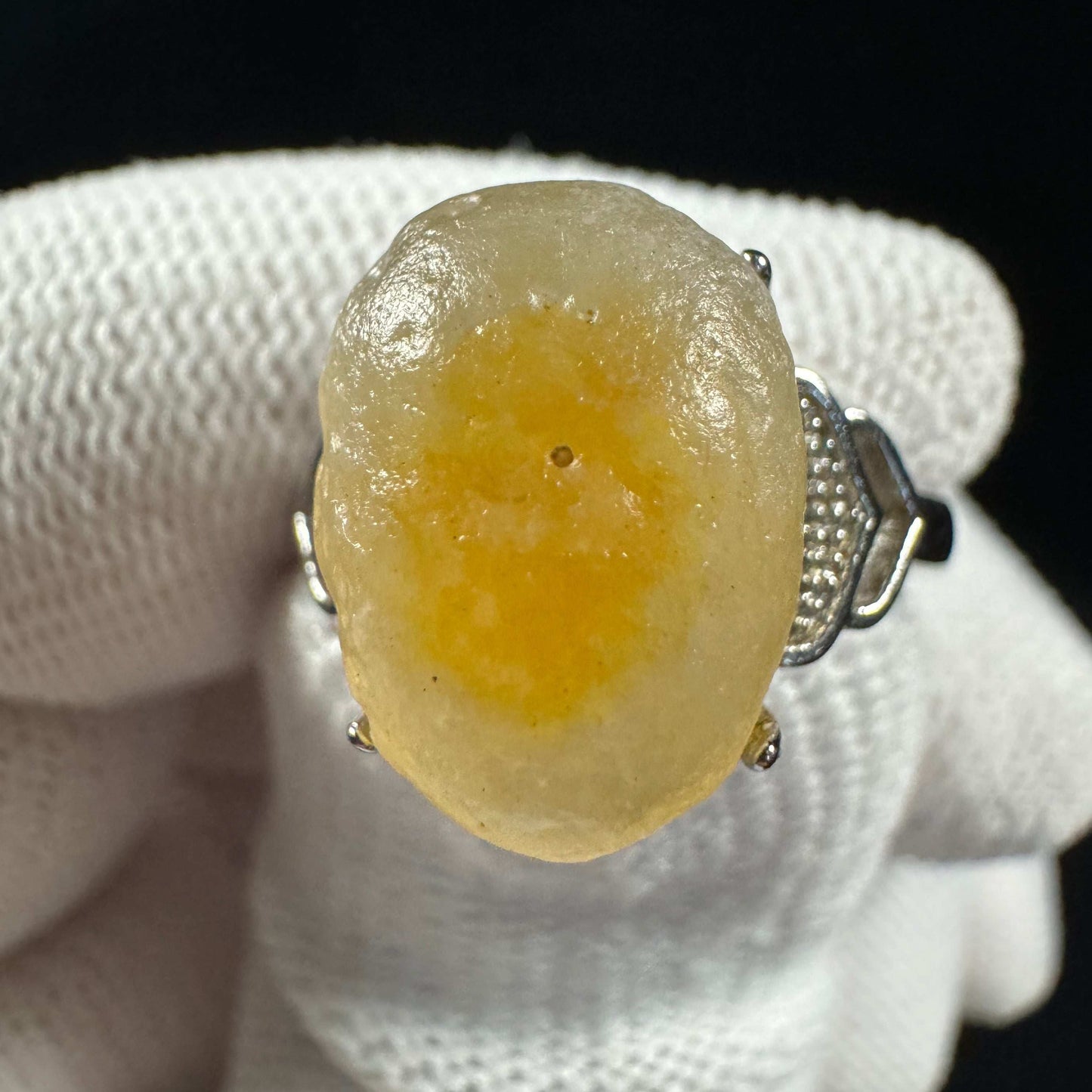 Natural Gobi Yellow Sugar Heart Agate Ring – Women’s Raw Stone Jewelry