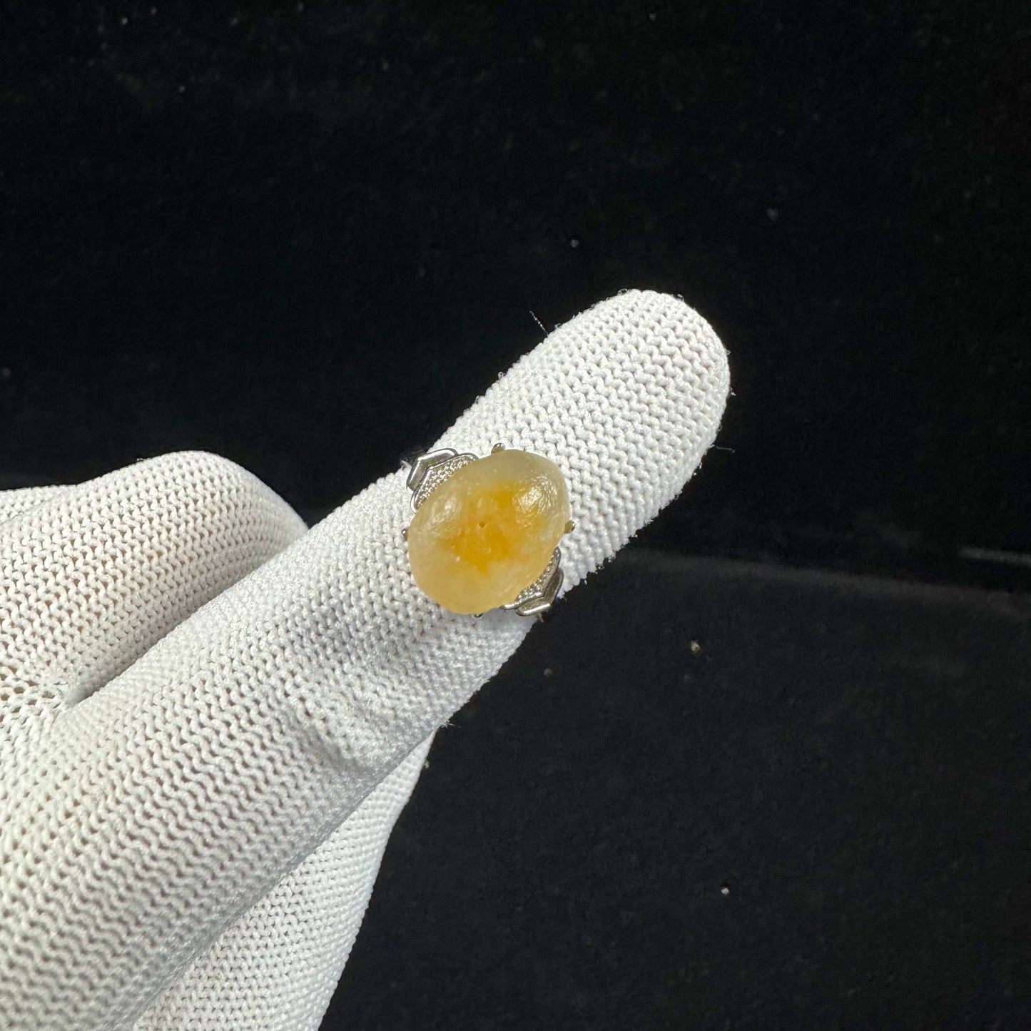 Natural Gobi Yellow Sugar Heart Agate Ring – Women’s Raw Stone Jewelry