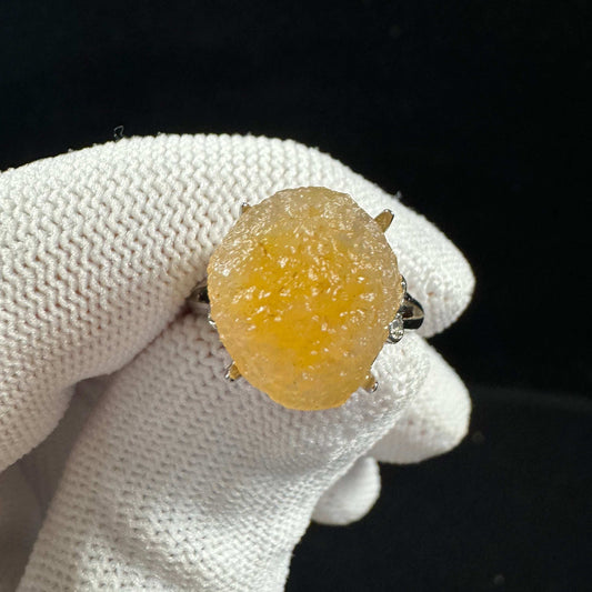 Natural Gobi Yellow Sugar Heart Agate Ring – Women’s Raw Stone Jewelry