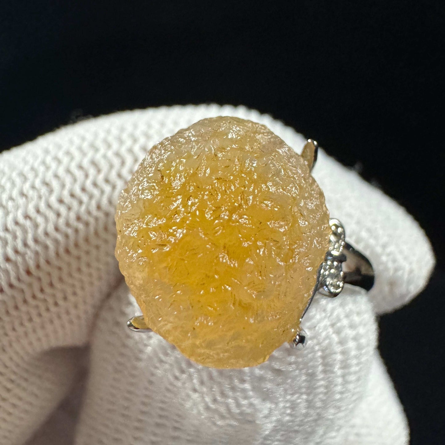 Natural Gobi Yellow Sugar Heart Agate Ring – Women’s Raw Stone Jewelry