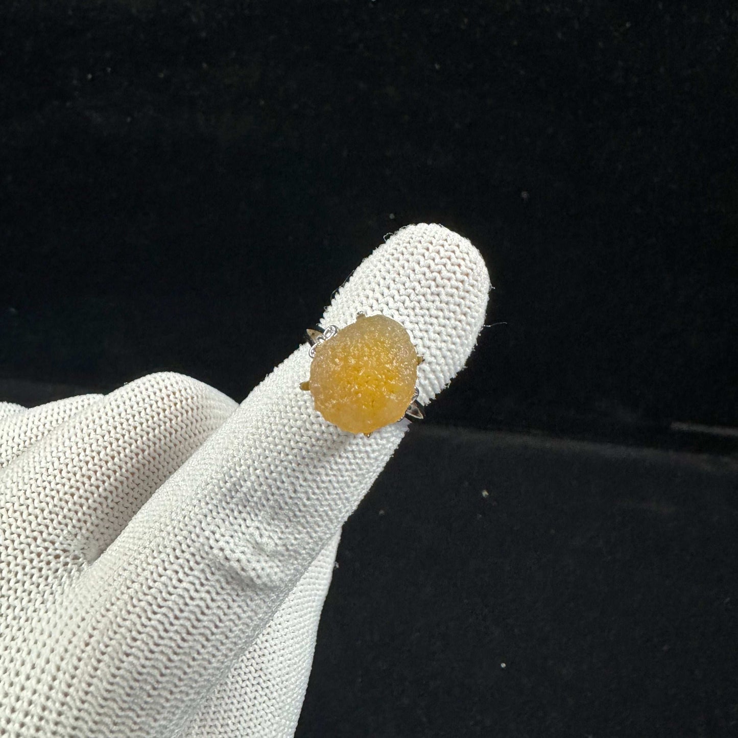 Natural Gobi Yellow Sugar Heart Agate Ring – Women’s Raw Stone Jewelry