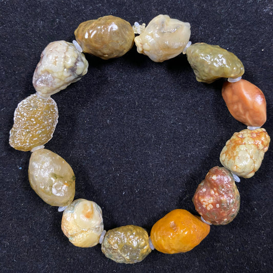 Natural Alxa Gobi Vein Agate Men's Energy Bracelet | Handcrafted Desert Stone Jewelry G