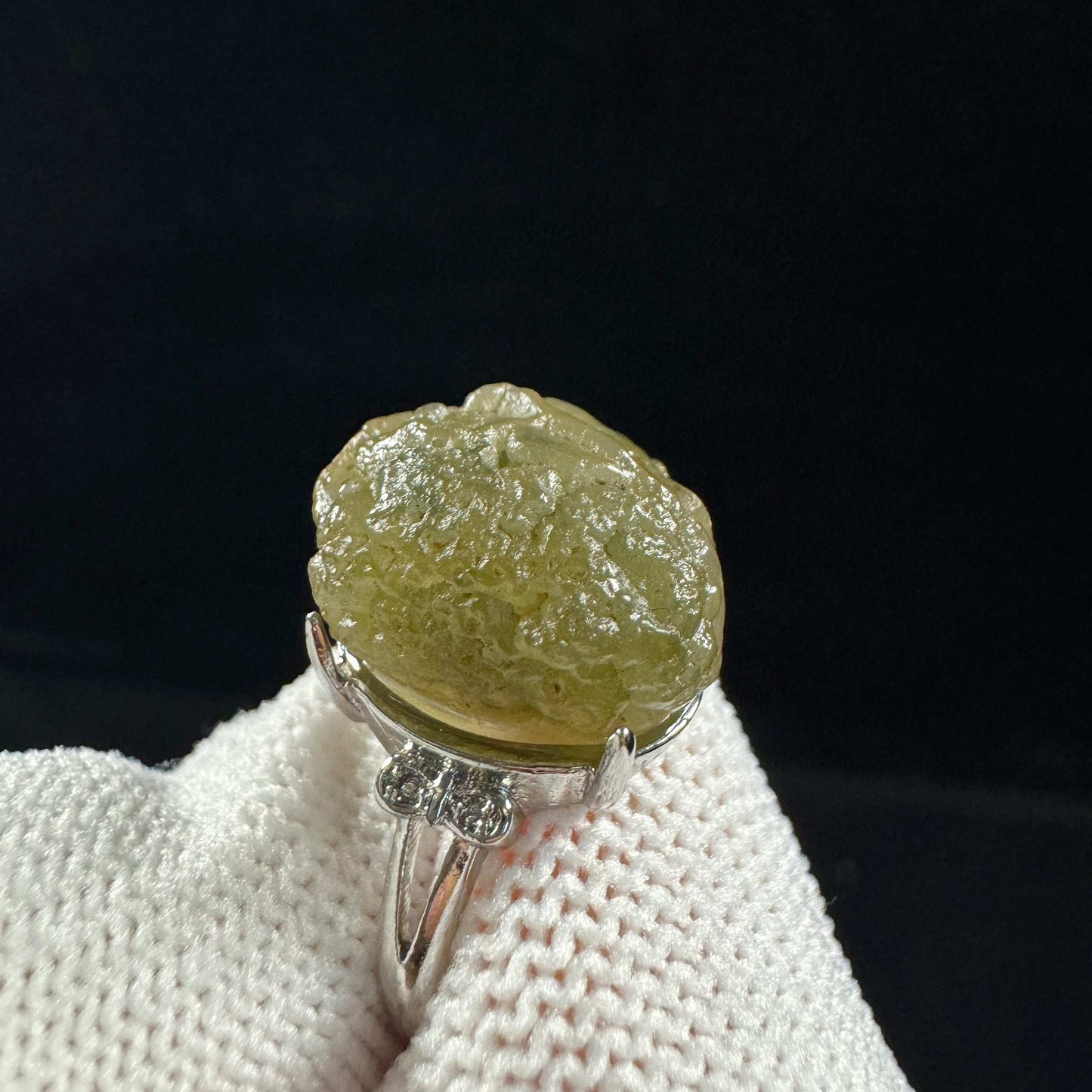 Natural Gobi Green Vein Agate Ring – Women’s Raw Stone Jewelry