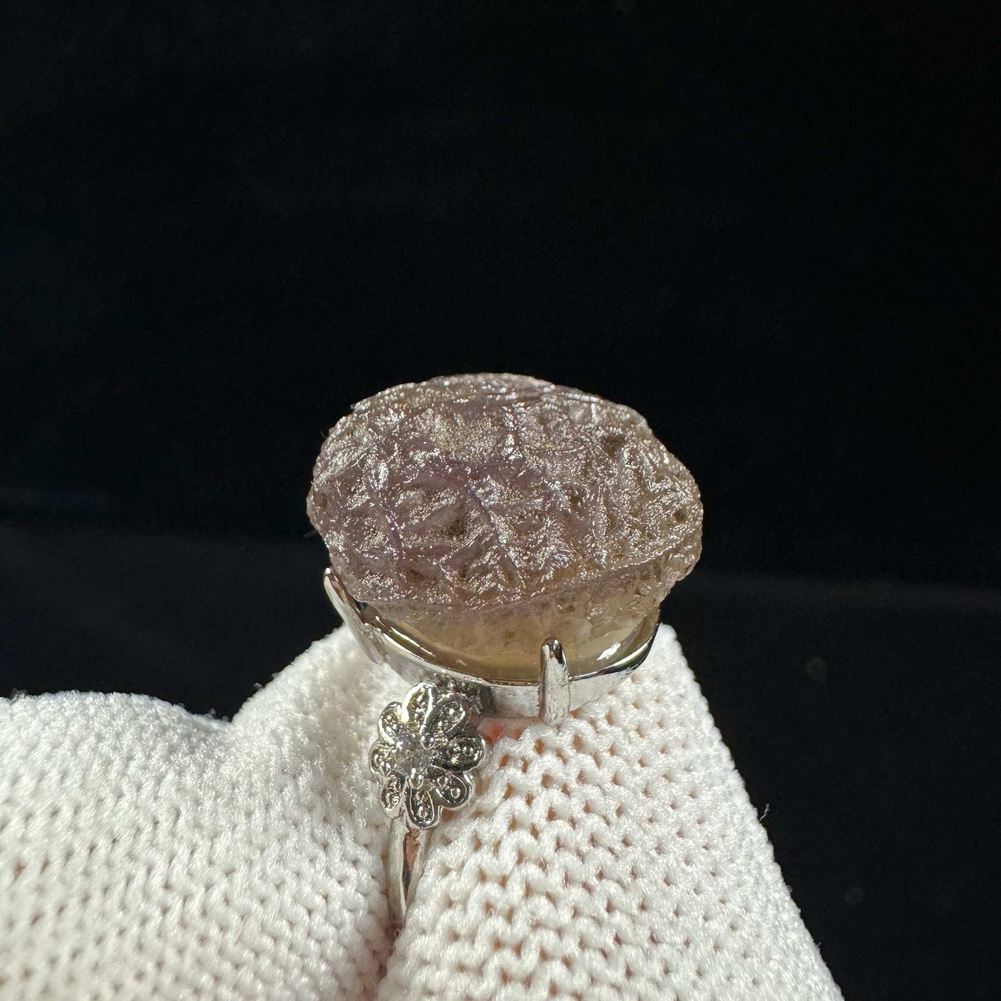 Natural Gobi Purple Vein Agate Ring – Women’s Raw Stone Jewelry